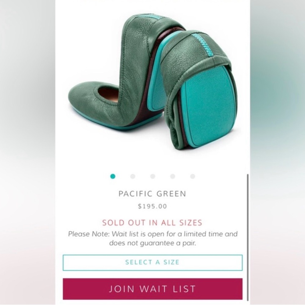 Tieks By Gavriely Flat Shoes Sz 7 Pacific Green Leather Ballet  Flats Foldable - Picture 14 of 17